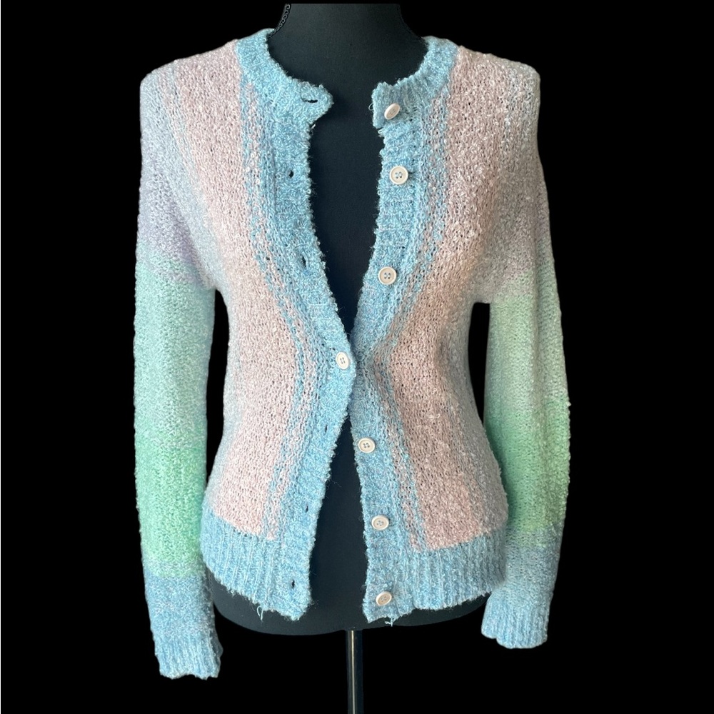 Vintage Little Lisa Ltd Button Down Cardigan, Pastels, Women’s Size L